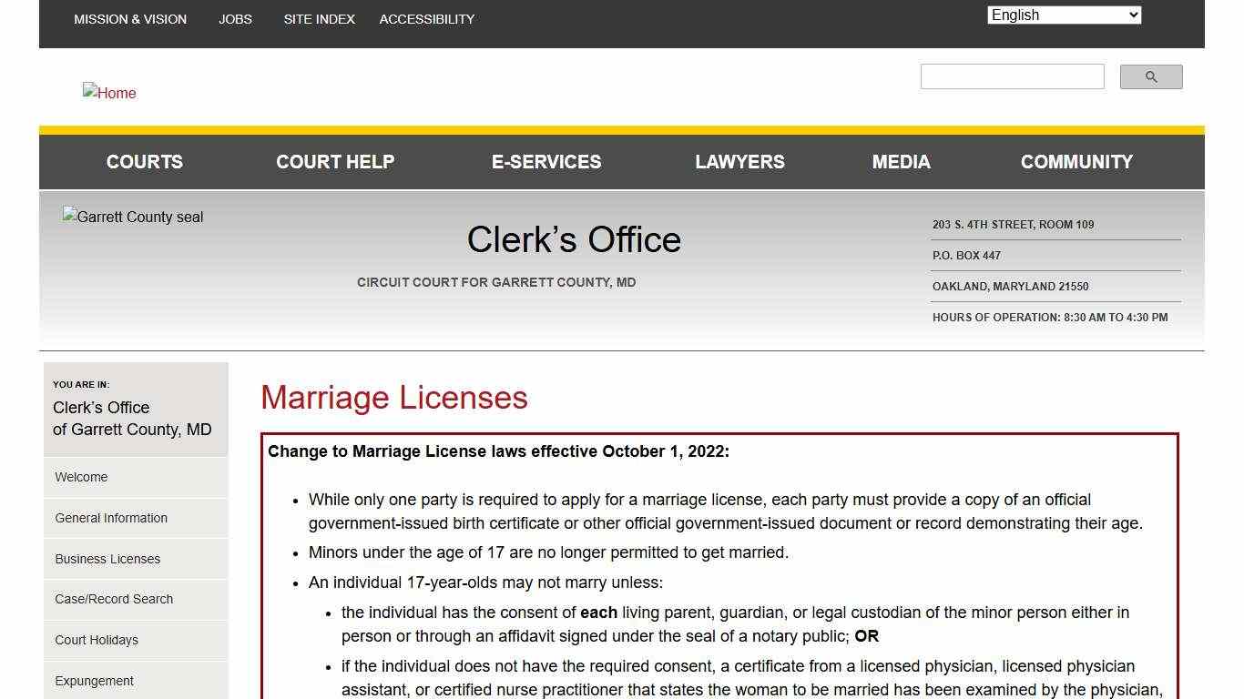 Marriage Licenses Maryland Courts