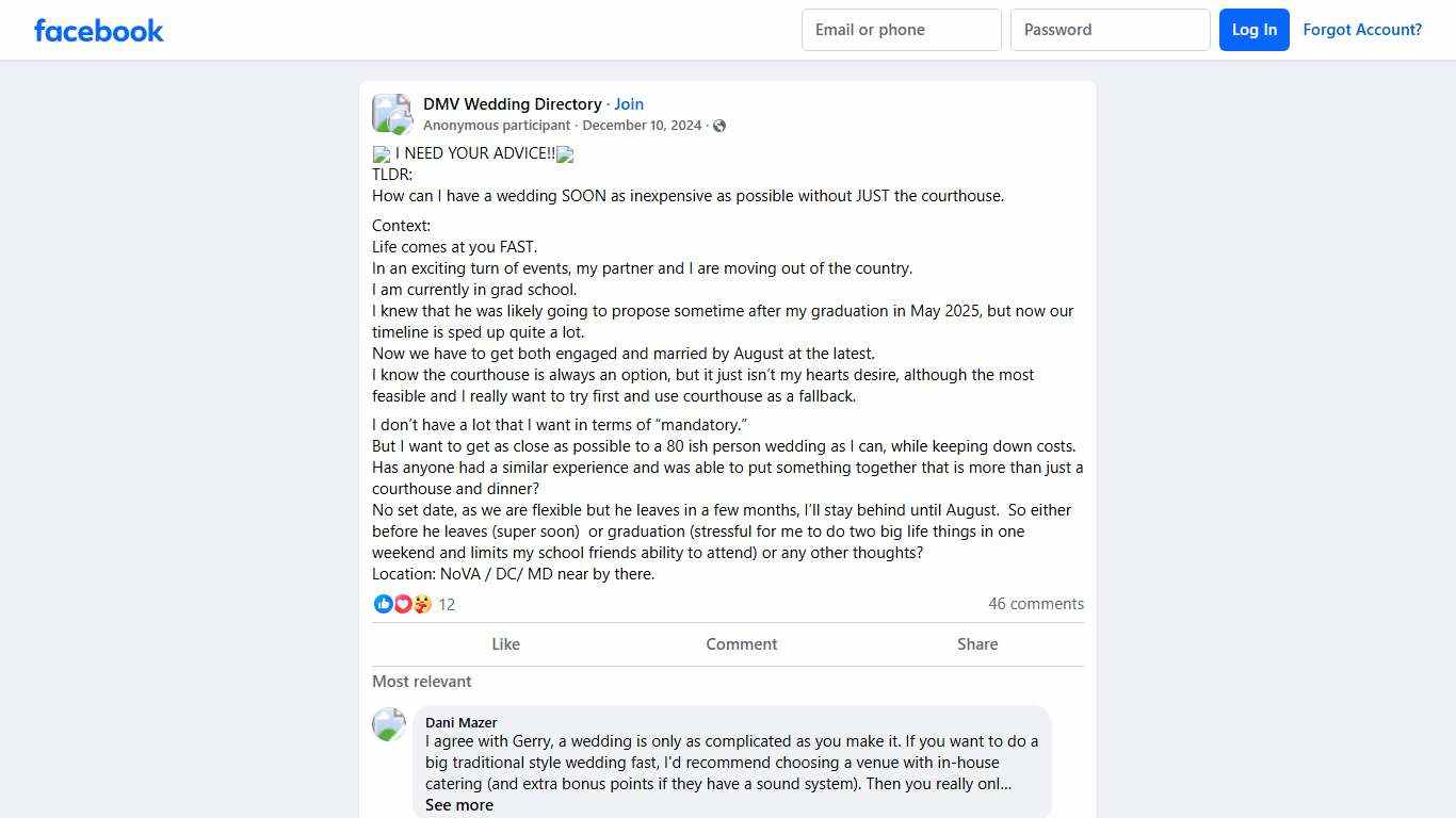 DMV Wedding Directory 🚨 I NEED YOUR ADVICE Facebook