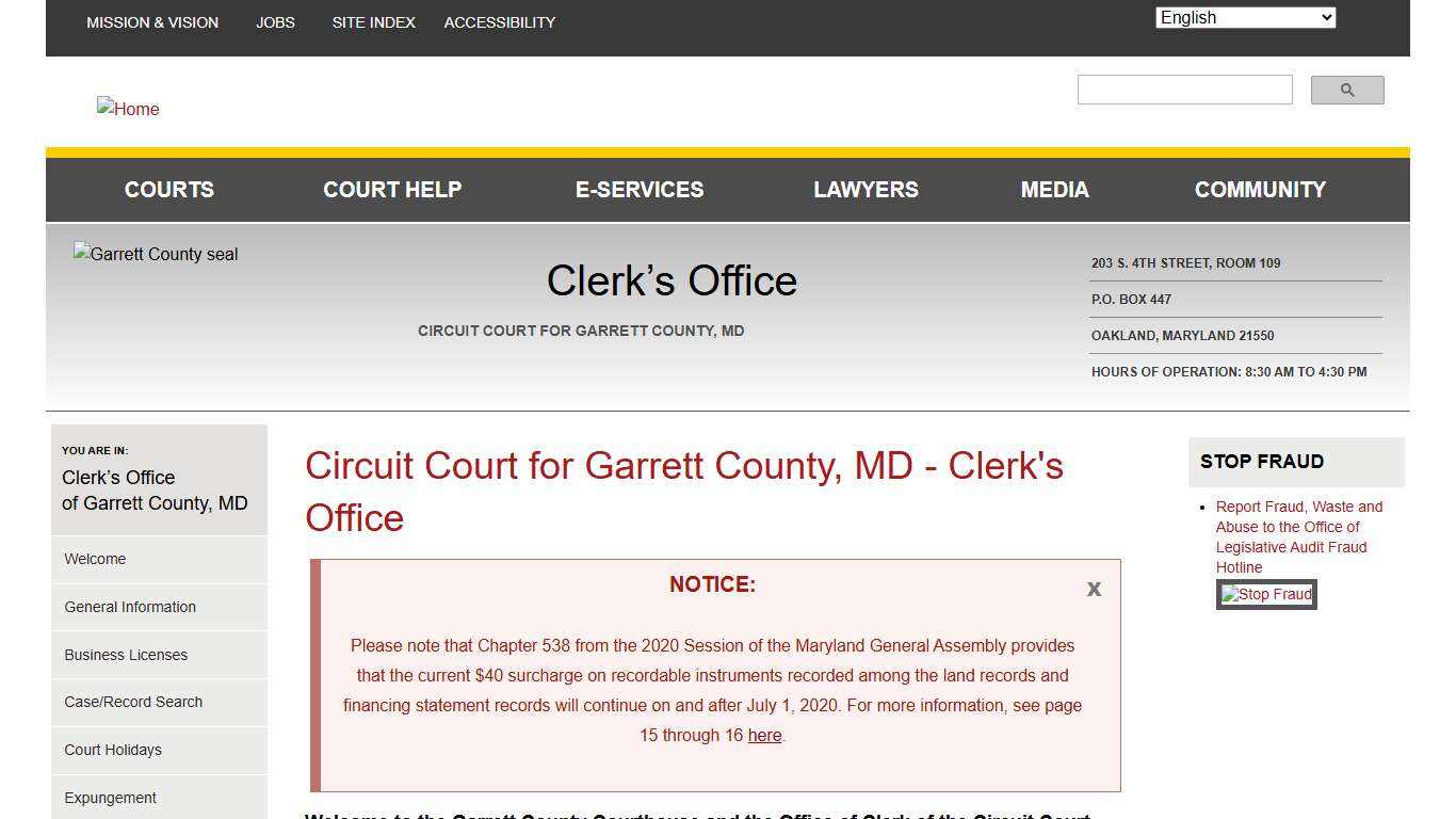 Circuit Court for Garrett County, MD - Clerk's Office Maryland Courts